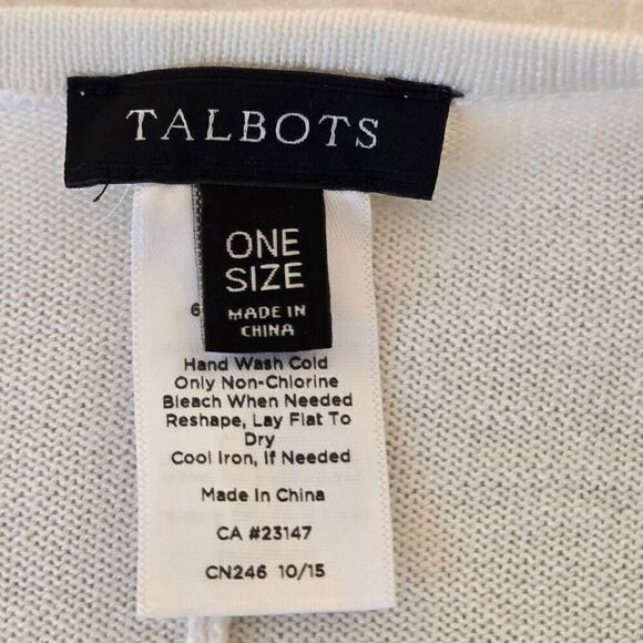 Talbots Womens Striped Open Front Ruana Wrap Poncho Cardigan Black & White OS - Picture 2 of 9